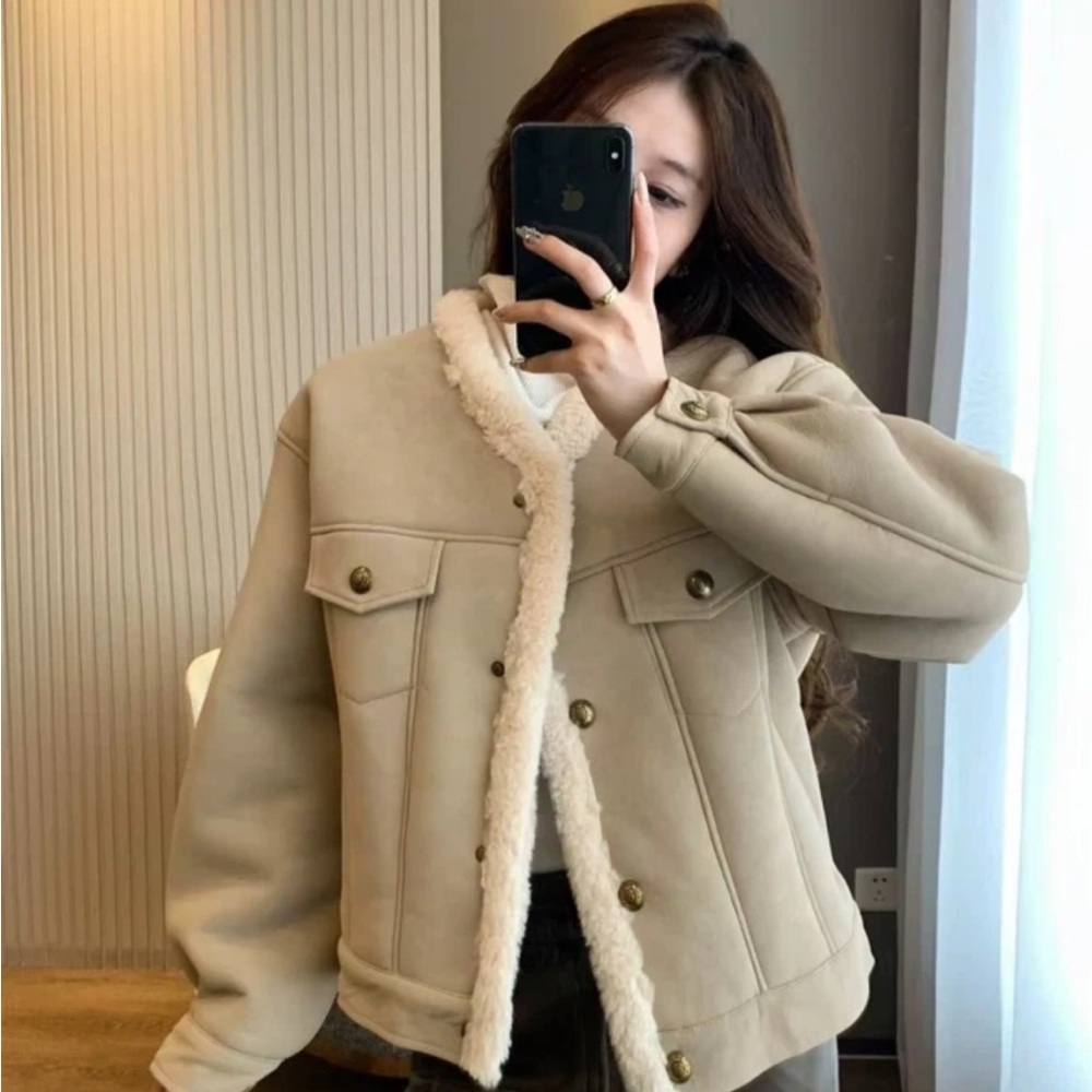 Women's Tan Shearling Jacket